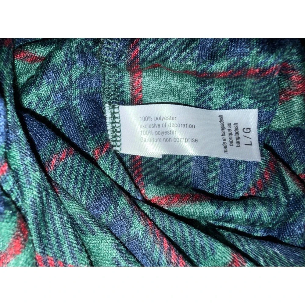 Tommy Bahama Mens Pajama Bottoms Navy Green Plaid Fleece Sleep Pants TB82298T L
